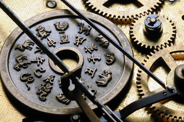 color photograph of a Chinese zodiac clock