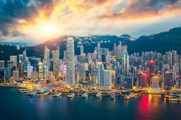 the Hong Kong skyline