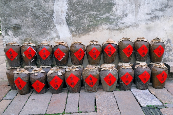 Chinese wine bottles at Shanghai Xizha old village